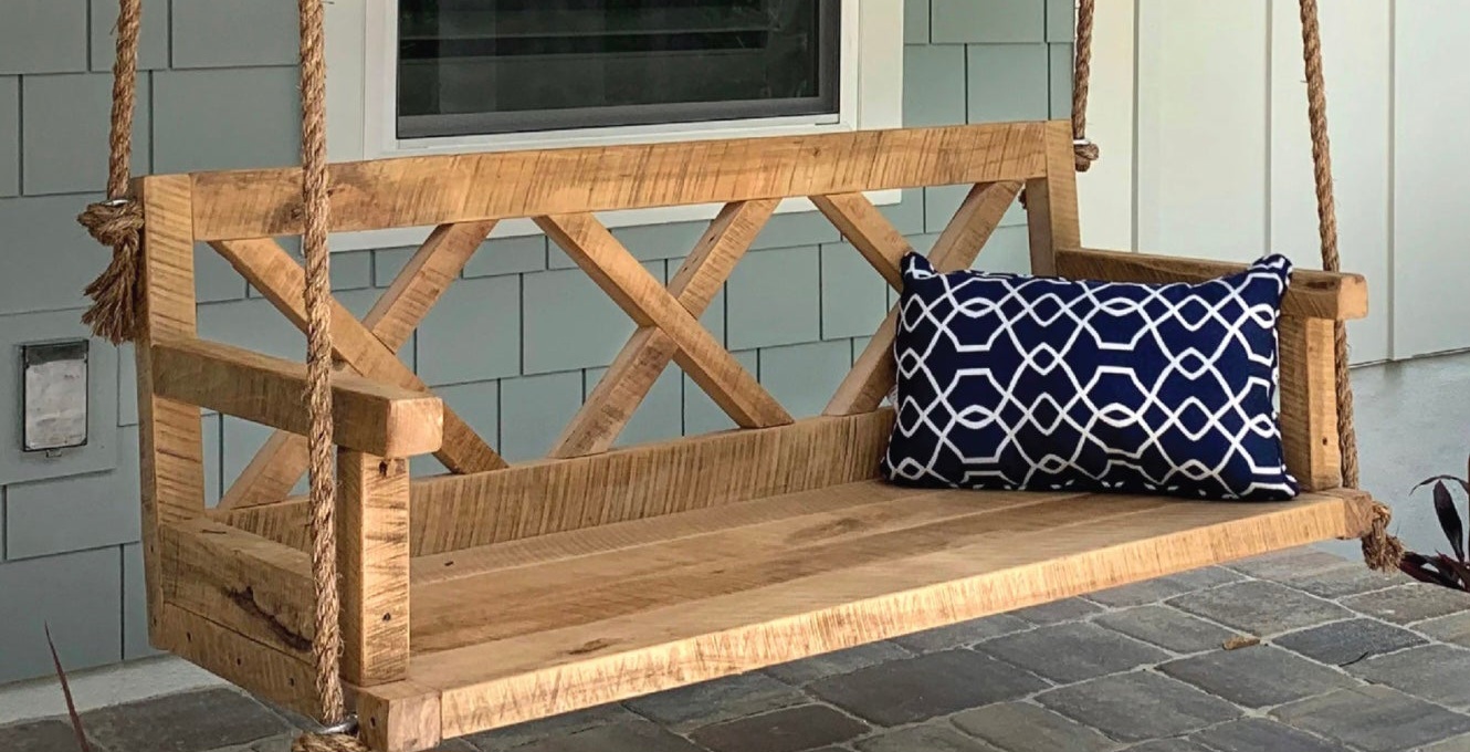 DIY Rough Timber Porch Swing